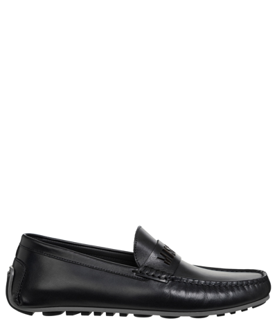 Moschino Logo-monogram Leather Loafers In Black