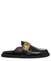 Moschino Men's Logo Leather Clog Slides In Black