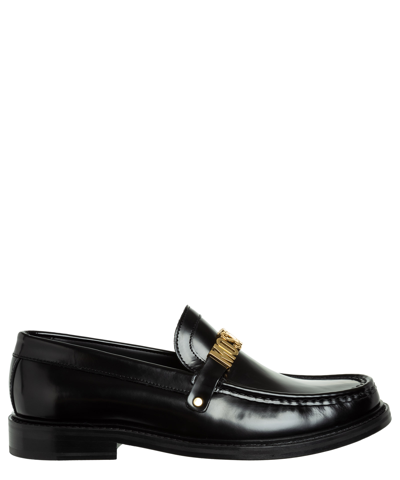 Moschino Logo-plaque Detail Loafers In Black