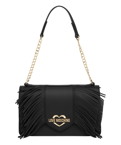 Love Moschino Fringes Shoulder Bag In Black