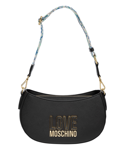 Love Moschino Jelly Logo Hobo Bag In Black