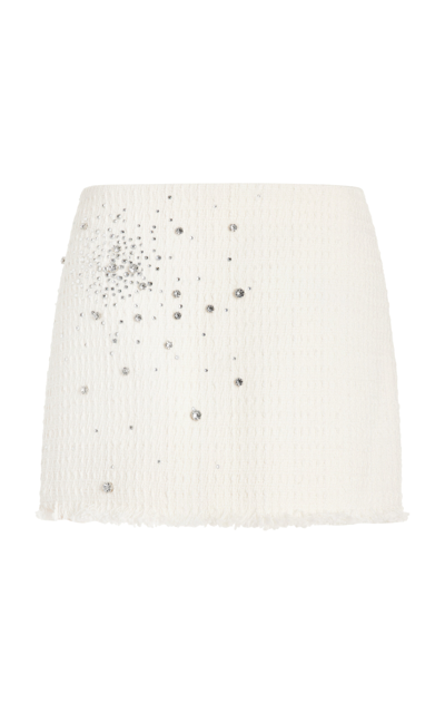 DES_PHEMMES EXCLUSIVE CRYSTAL-EMBELLISHED COTTON TWEED MINI SKIRT 