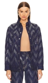 Missoni Womens Multi-coloured Chevron-pattern Sequin-embellished Denim Jacket In Dark Blue Sequins