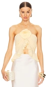 Ronny Kobo Walker Ruffled Chiffon Crop Top In 奶油冰淇淋色