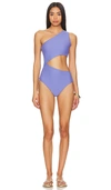 Beach Riot Dede Rib Underwire One-piece Swimsuit In Periwinkle Waffle