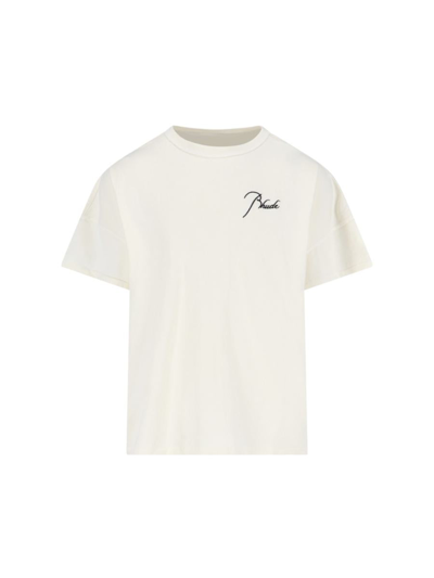 Rhude Reversed Logo刺绣t恤 In White