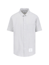 Thom Browne Striped Cotton Shirt In Silver