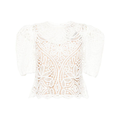 Twinset Balloon-sleeves Crochet Jumper In White