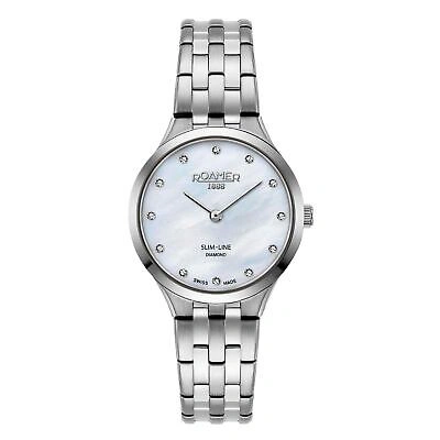 Pre-owned Roamer 512847 41 89 20 Women's Slim Line Diamonds Wristwatch In Silver