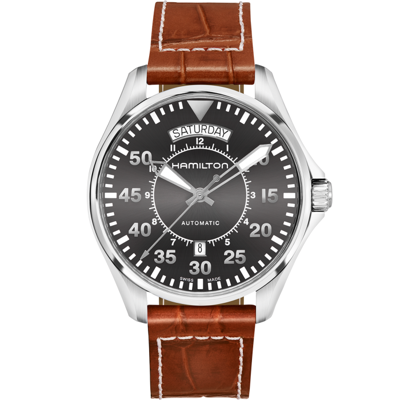 Pre-owned Hamilton Khaki Aviation Pilot Day Date 42mm Automatic Men's Watch H64615585