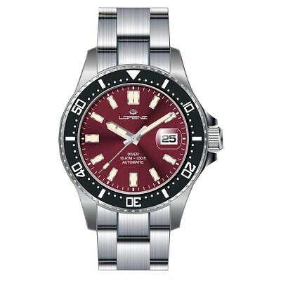 Pre-owned Lorenz Mens Automatic Wristwatch 28185ee Stainless Steel Bordeaux Sub 100mt