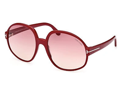 Pre-owned Tom Ford Ft0991-69t-61 Shiny Bordeaux Sunglasses In Red