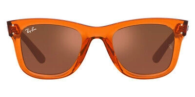Pre-owned Ray Ban Ray-ban Rbr0502s Sunglasses Transparent Orange / Copper Mirrored