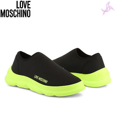 Pre-owned Moschino Sneakers Love  Ja15564g0eim2 Women Black 127576 Shoes Original Outlet
