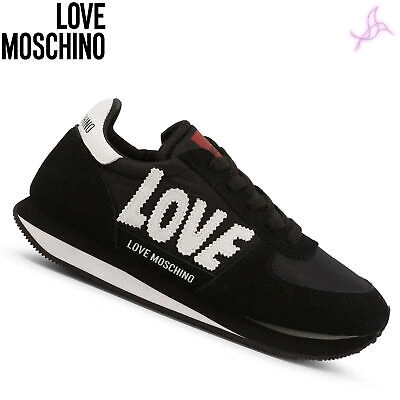 Pre-owned Moschino Sneakers Love  Ja15322g1ein2 Women Black 125607 Shoes Original - Outlet