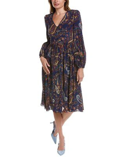 Pre-owned Etro Paisley Print Silk Midi Dress Women's Blue 42