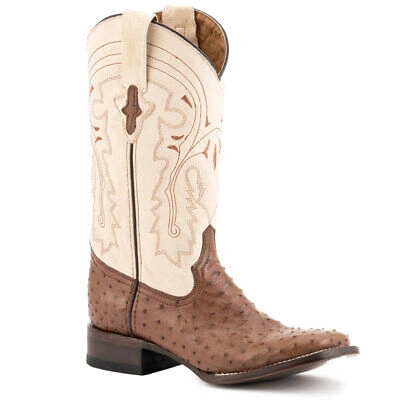 Pre-owned Ferrini Men's Colt Full Quill Ostrich S-toe Kango Boots (1019307) In Kango Tabac