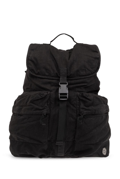 Stone Island Black Drawstring Backpack In V0029 Black