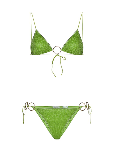 Oseree Oséree Metallic Finish Bikini Set In Green