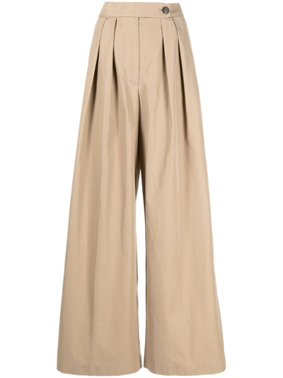 Dries Van Noten Wide Leg Trousers In 中間色