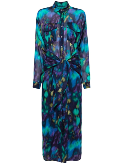 Marant Etoile Printed Dress In Blue