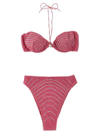 Oseree Oséree Embellished Halterneck Bikini Set In Pink