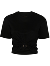 Rabanne Womens Black Ring-embellished Cropped Cotton-jersey T-shirt In Black