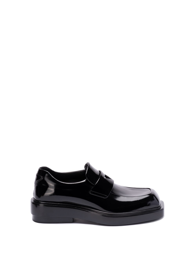 Prada Brushed Leather Loafers In Black  