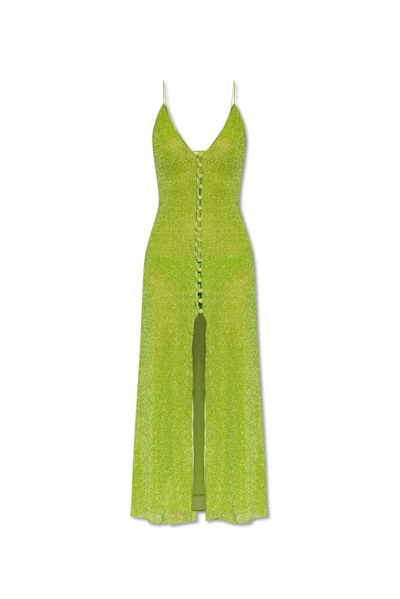 Oseree Oséree Lumière Lurex Sleeveless Maxi Dress In Green
