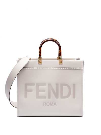 Fendi Sunshine Medium` Tote Bag In White