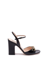 Gucci Lady Leather Horsebit Ankle-strap Sandals In Black  