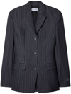 Off-white Pinstripe-pattern Virgin Wool-blend Blazer In Gray