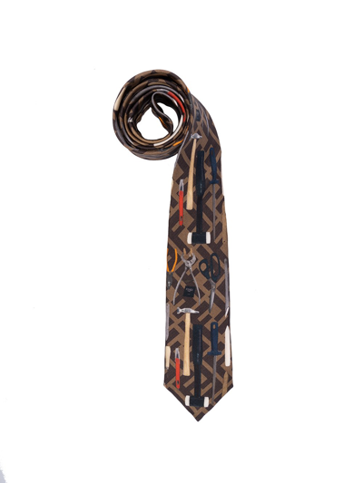 Fendi Ff Jacquard Tie In Multicolor