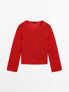 Massimo Dutti Crew Neck Knit Sweater In Red