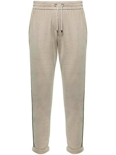 Brunello Cucinelli Bead-trim Cropped Track Trousers In Green