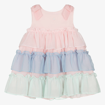 Patachou Babies' Girls Pink & Blue Chiffon Ruffle Dress