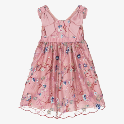 Patachou Kids' Girls Pink Embroidered Floral Dress