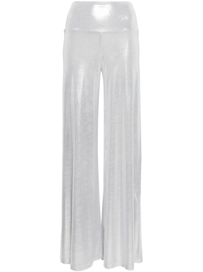 Norma Kamali White Flared Trousers In Silver