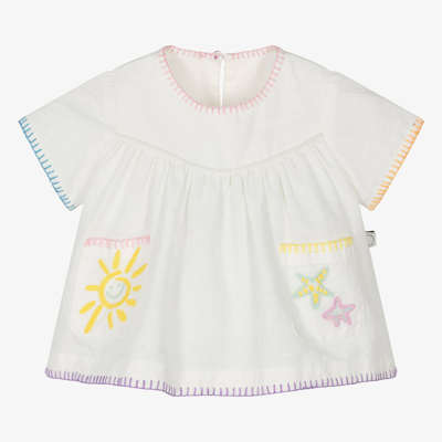 Stella Mccartney Babies'  Kids Girls Ivory Embroidered Blouse In White