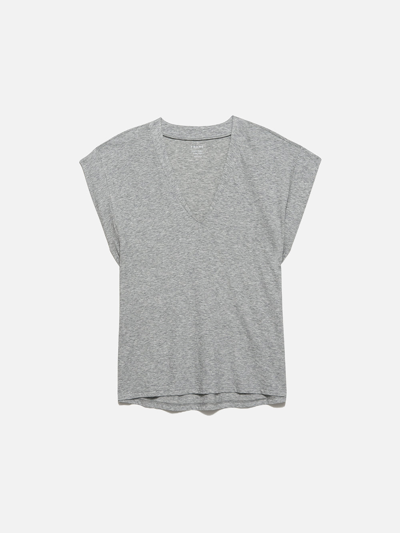 Frame Le Mid Rise V Neck T-shirt Gris Heather In Grey