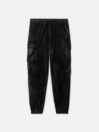 Frame Cargo Leather Trousers Noir In Black