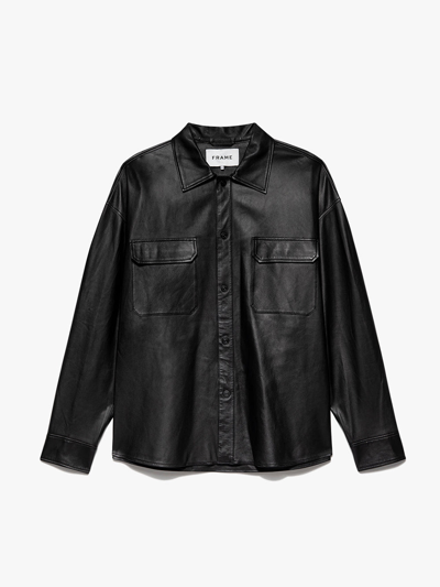 Frame Leather Shirt Noir 100% Leather In Black