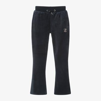Juicy Couture Kids' Girls Navy Blue Flared Velour Joggers