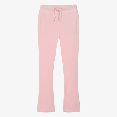 Juicy Couture Teen Girls Pale Pink Flared Velour Joggers