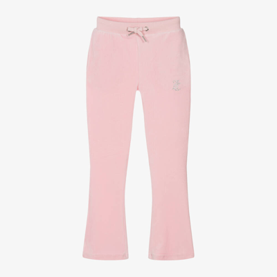 Juicy Couture Kids' Girls Pale Pink Flared Velour Joggers