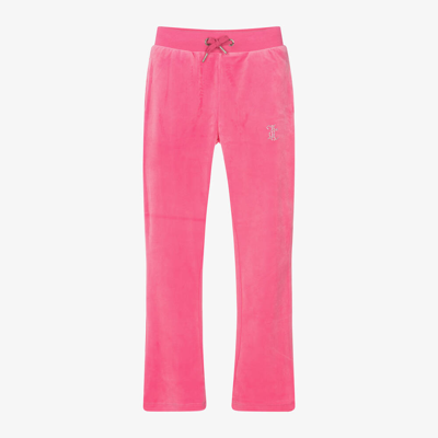 Juicy Couture Kids' Girls Bright Pink Flared Velour Joggers