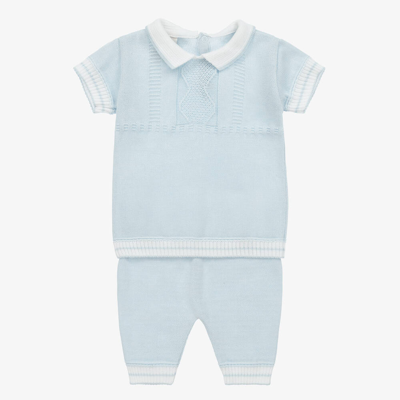 Pretty Originals Babies' Boys Blue Knitted Trouser Set