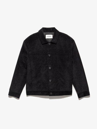 Frame Wide Wale Corduroy Trucker Jacket Noir Cotton In Black