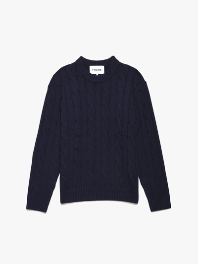Frame Cashmere Cable Crewneck Navy In Blue