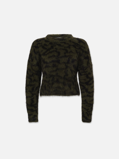 Frame Abstract Jacquard Crew Surplus Multi Cashmere In Black